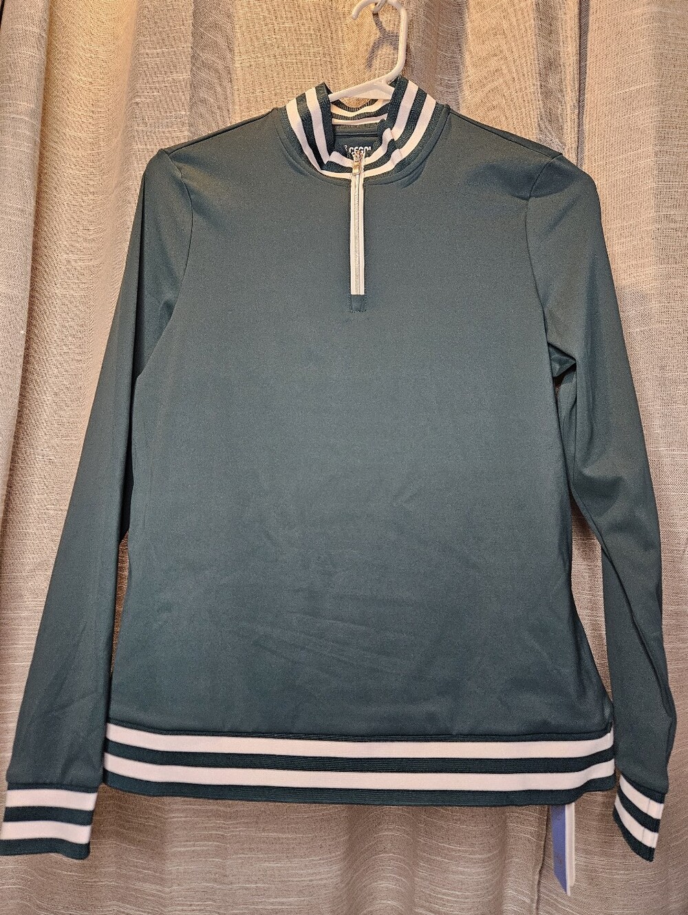 ACEGOLFS Navycore Long Sleeve Golf Shirt Quarterzip UPF50+ Green Small New - Picture 6 of 15